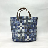 Gather Geometric Blue Oval Bottom Knitting Craft Tote Bag