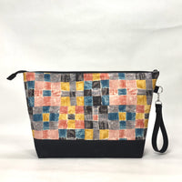 Gather Geometric Pink XL Zipper Knitting Project Craft Bag with Detachable Leather Wrist Strap