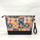 Gather Geometric Pink XL Zipper Knitting Project Craft Bag with Detachable Leather Wrist Strap