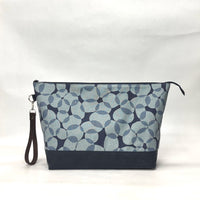 Gather Circles Blue XL Zipper Knitting Project Craft Bag with Detachable Leather Wrist Strap