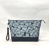 Gather Circles Blue XL Zipper Knitting Project Craft Bag with Detachable Leather Wrist Strap