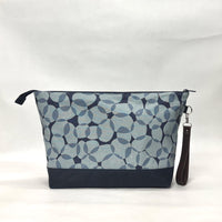 Gather Circles Blue XL Zipper Knitting Project Craft Bag with Detachable Leather Wrist Strap
