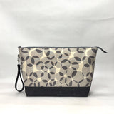 Gather Circles Grey XL Zipper Knitting Project Craft Bag with Detachable Leather Wrist Strap