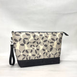 Gather Circles Grey XL Zipper Knitting Project Craft Bag with Detachable Leather Wrist Strap