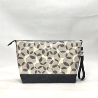 Gather Circles Grey XL Zipper Knitting Project Craft Bag with Detachable Leather Wrist Strap
