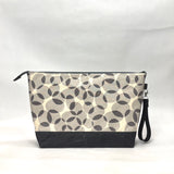 Gather Circles Grey XL Zipper Knitting Project Craft Bag with Detachable Leather Wrist Strap