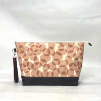 Gather Circles Pink XL Zipper Knitting Project Craft Bag with Detachable Leather Wrist Strap