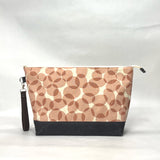 Gather Circles Pink XL Zipper Knitting Project Craft Bag with Detachable Leather Wrist Strap