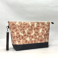 Gather Circles Pink XL Zipper Knitting Project Craft Bag with Detachable Leather Wrist Strap