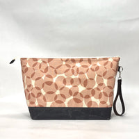 Gather Circles Pink XL Zipper Knitting Project Craft Bag with Detachable Leather Wrist Strap