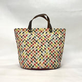 Chevron Tapestry Oval Bottom Knitting Craft Tote Bag