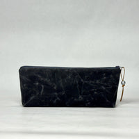 Gather Flowers Black Short Wide Small Zipper Pouch Gadget Case Cosmetics Bag