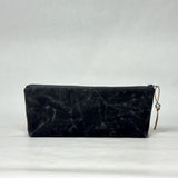Gather Flowers Black Short Wide Small Zipper Pouch Gadget Case Cosmetics Bag