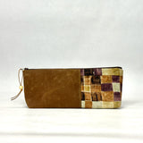 Gather Geometric Brown R Short Wide Small Zipper Pouch Gadget Case Cosmetics Bag
