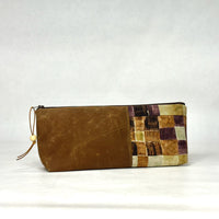 Gather Geometric Brown R Short Wide Small Zipper Pouch Gadget Case Cosmetics Bag