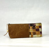 Gather Geometric Brown R Short Wide Small Zipper Pouch Gadget Case Cosmetics Bag