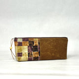 Gather Geometric Brown L Short Wide Small Zipper Pouch Gadget Case Cosmetics Bag