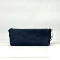 Gather Geometric Blue L Short Wide Small Zipper Pouch Gadget Case Cosmetics Bag