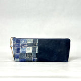 Gather Geometric Blue L Short Wide Small Zipper Pouch Gadget Case Cosmetics Bag