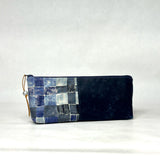 Gather Geometric Blue L Short Wide Small Zipper Pouch Gadget Case Cosmetics Bag