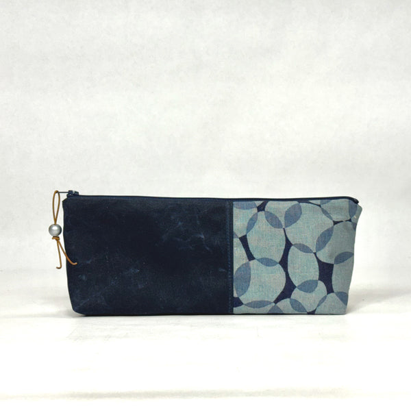 Gather Circles Blue R Short Wide Small Zipper Pouch Gadget Case Cosmetics Bag