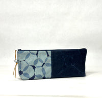 Gather Circles Blue L Short Wide Small Zipper Pouch Gadget Case Cosmetics Bag