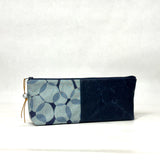 Gather Circles Blue L Short Wide Small Zipper Pouch Gadget Case Cosmetics Bag