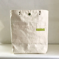 Christine Peach / Waxed Canvas Tote Bag with Leather Straps