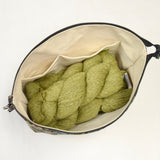 Summer Floral Gold XL Zipper Knitting Project Craft Wedge Bag with Detachable Leather Wrist Strap