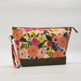 Juliet Cream XL Zipper Knitting Project Craft Wedge Bag with Detachable Leather Wrist Strap