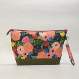 Juliet Navy XL Zipper Knitting Project Craft Wedge Bag with Detachable Leather Wrist Strap
