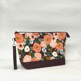 Juliet Burgundy XL Zipper Knitting Project Craft Wedge Bag with Detachable Leather Wrist Strap