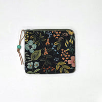 Herb Garden Black Padded Zipper Pouch / Coin Purse / Gadget / Cosmetic Bag
