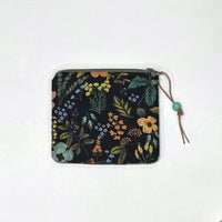 Herb Garden Black Padded Zipper Pouch / Coin Purse / Gadget / Cosmetic Bag