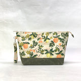 Citrus Sand XL Zipper Knitting Project Craft Wedge Bag with Detachable Leather Wrist Strap