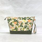 Citrus Sand XL Zipper Knitting Project Craft Wedge Bag with Detachable Leather Wrist Strap
