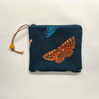 Butterflies Navy Padded Zipper Pouch / Coin Purse / Gadget / Cosmetic Bag