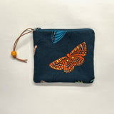 Butterflies Navy Padded Zipper Pouch / Coin Purse / Gadget / Cosmetic Bag