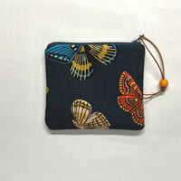 Butterflies Navy Padded Zipper Pouch / Coin Purse / Gadget / Cosmetic Bag