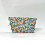 Rosa Blue Metallic Small Zipper Pouch Gadget Case Cosmetics Project Bag