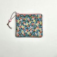 Rosa Blue Metallic Padded Zipper Pouch / Coin Purse / Gadget / Cosmetic Bag