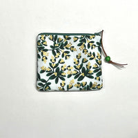 Mistletoe White Metallic Padded Zipper Pouch / Coin Purse / Gadget / Cosmetic Bag