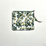 Mistletoe White Metallic Padded Zipper Pouch / Coin Purse / Gadget / Cosmetic Bag