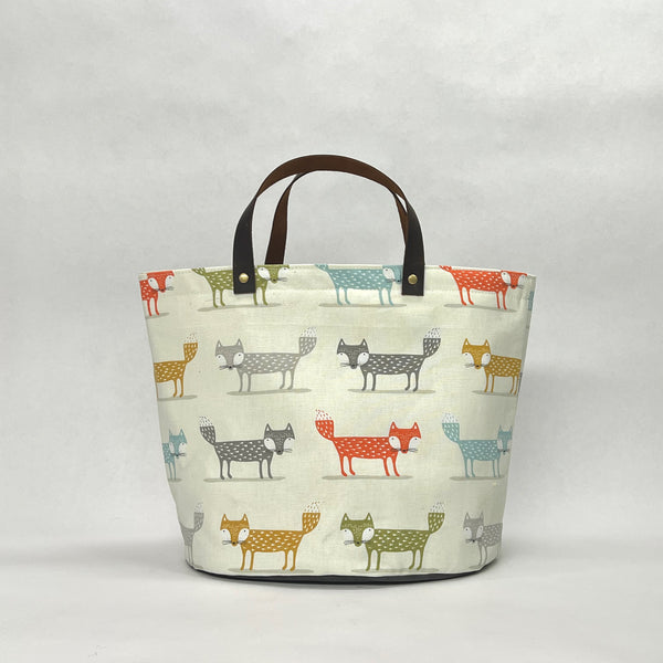 Foxy Fox Oval Bottom Knitting Craft Tote Bag