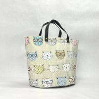 Cats with Glasses Oval Bottom Knitting Craft Tote Bag