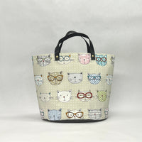 Cats with Glasses Oval Bottom Knitting Craft Tote Bag