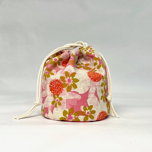 Daisy Fields Pink Small Round Bottom Drawstring Project Bag