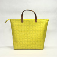 Circle Lines Yellow Large VINYL Zipper Knitting Craft Tote Bag
