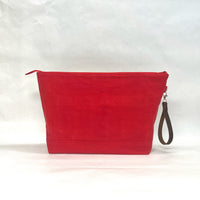 Patchwork Red/Green XL Zipper Knitting Project Craft Wedge Bag with Detachable Leather Wrist Strap