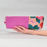 Shimmer Pink Short Wide Small Zipper Pouch Gadget Case Cosmetics Bag